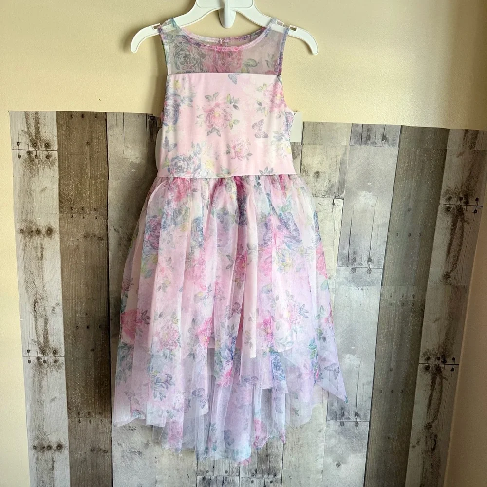 Girls pink spring floral dress girls size 7/8 - Picture 2 of 13